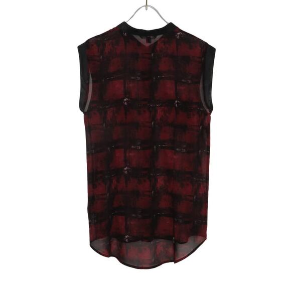 Rock & Republic Sleeveless Mesh Blouse Red & Black Plaid Edgy Button Up Medium - Picture 5 of 9